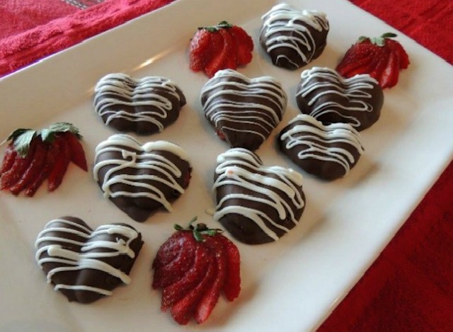 Chocolate Covered Heart Shaped Strawberries from Walking on Sunshine