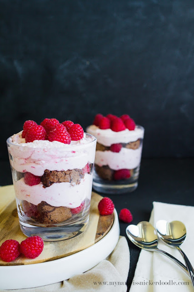 Raspberry Cream and Brownie Trifles from Lolly Jane