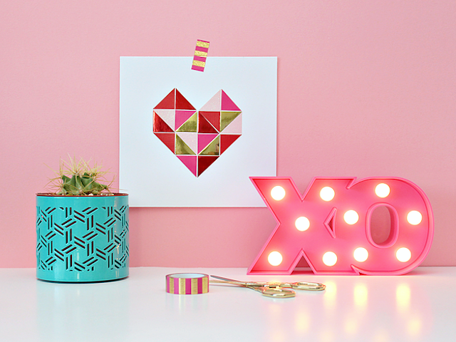 Paper Geometric Heart Art from White House Crafts